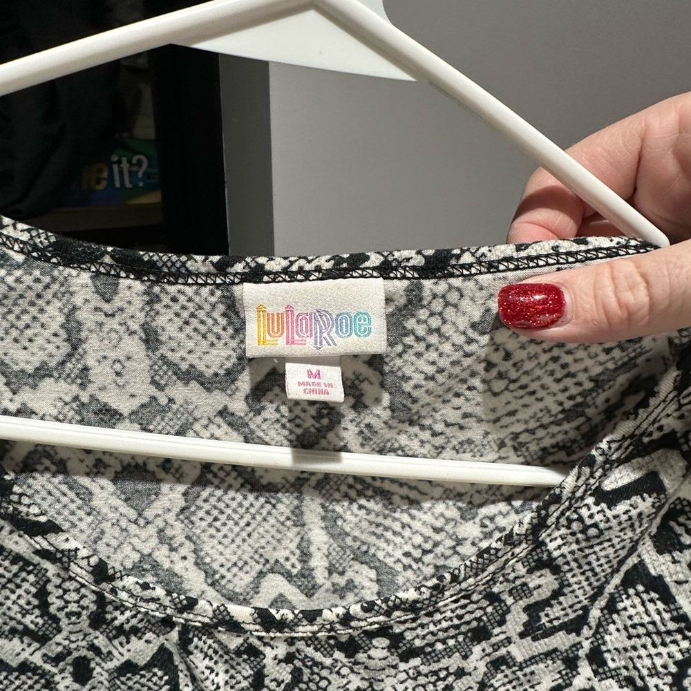 LuLaRoe Monochrome Snake Print Top